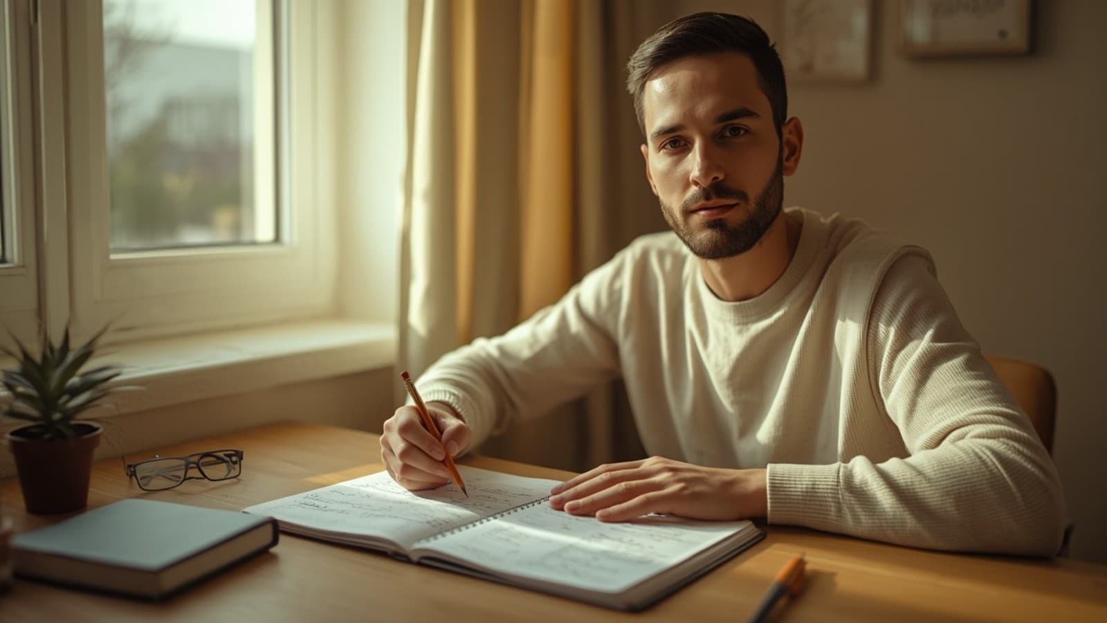 Adult student and teacher tracking how long it takes to learn Quran recitation together at a desk